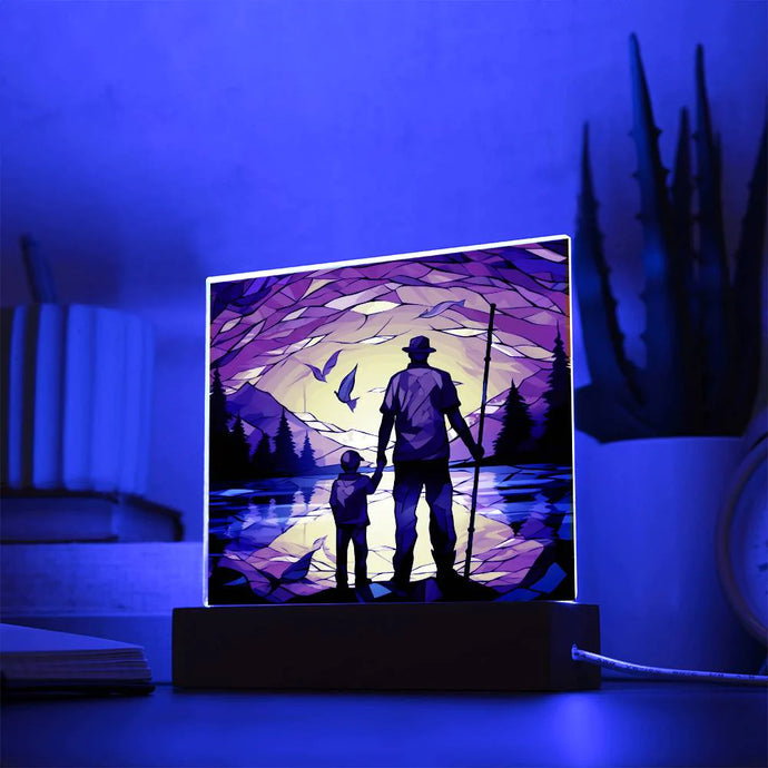 Celebrate Father-Son Bonds with "Father-Son Fishing Trip" Square Acrylic Plaque: Perfect for Father's Day