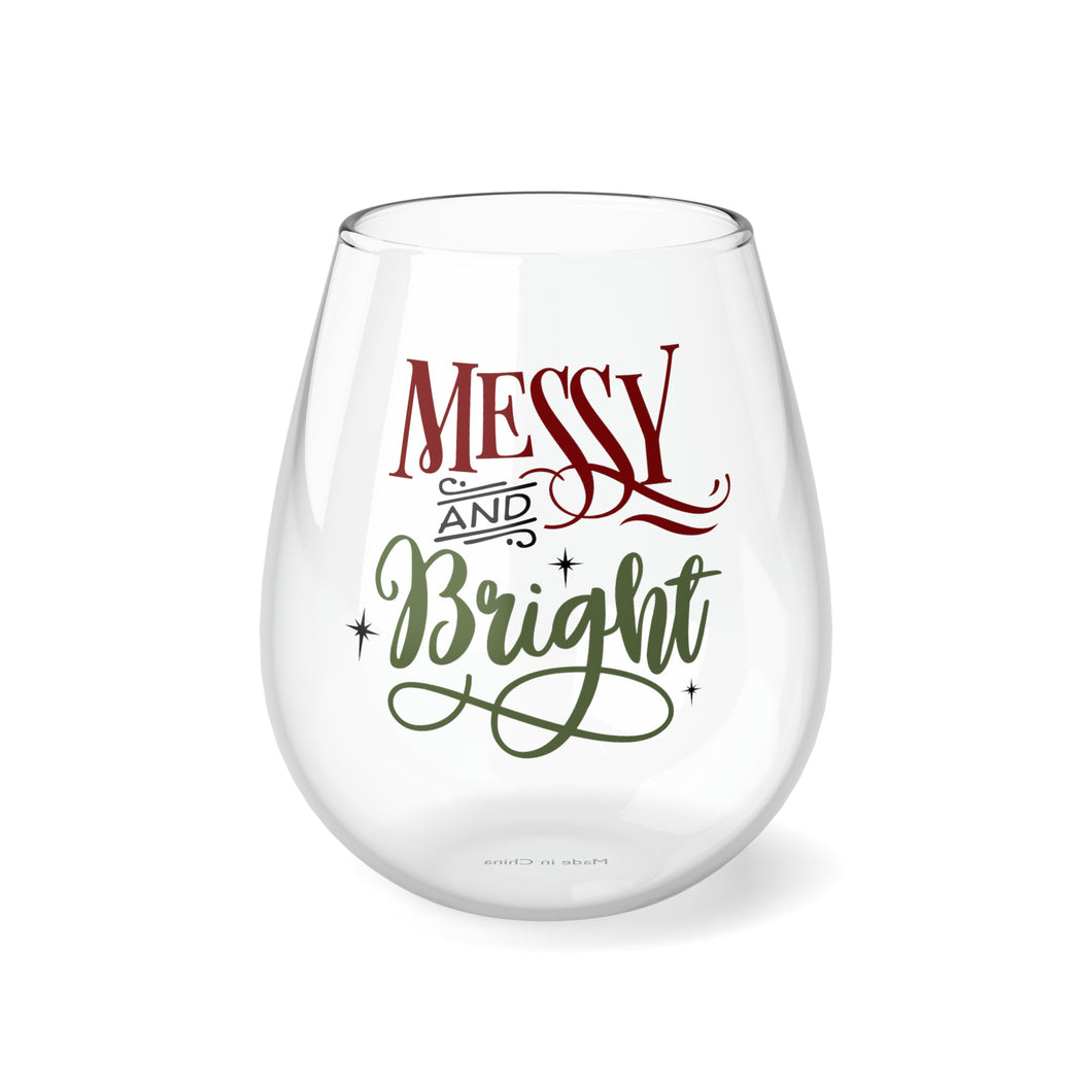 Messy And Bright - Stemless Wine Glass, 11.75oz