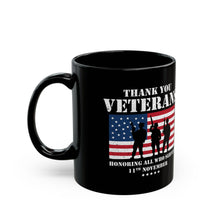 Load image into Gallery viewer, Thank You Veterans - Black Mug (11oz, 15oz)
