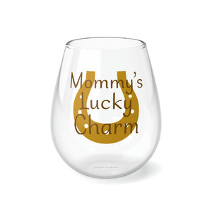 Mommy's Lucky Charm - Stemless Wine Glass, 11.75oz