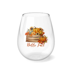 Hello Fall - Stemless Wine Glass, 11.75oz