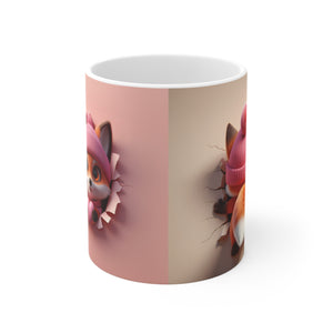 3D Fox Valentine (10) - Ceramic Mug 11oz