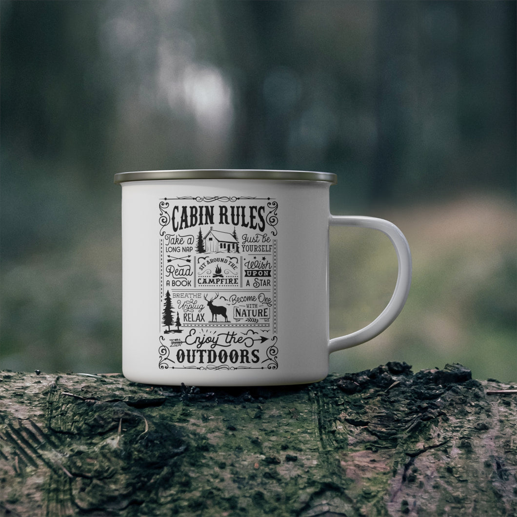 Cabin Rules - Enamel Camping Mug