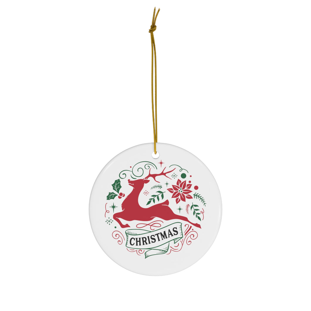 Christmas Reindeer - Ceramic Ornament, 4 Shapes
