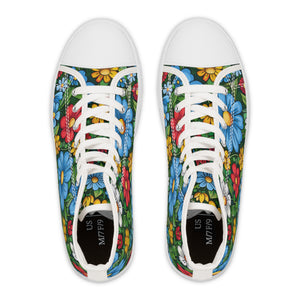 Cartoon Flowers Ver 1 - Women's High Top Sneakers