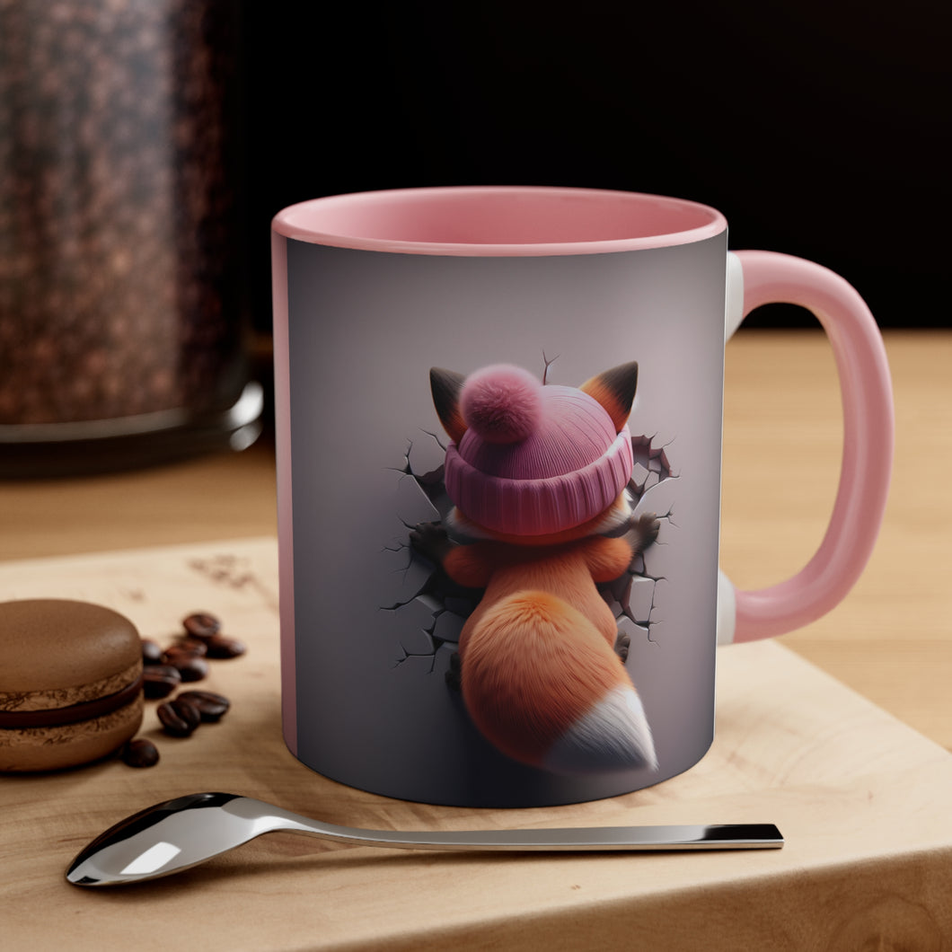 3D Fox Valentine (4) - Accent Coffee Mug, 11oz
