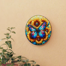 Load image into Gallery viewer, Stained Glass Butterfly Sunflower - Acrylic Wall Clock
