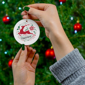 Christmas Reindeer - Ceramic Ornament, 4 Shapes