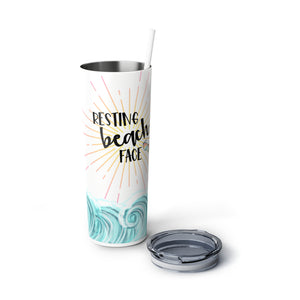 Resting Beach Face - Skinny Steel Tumbler with Straw, 20oz