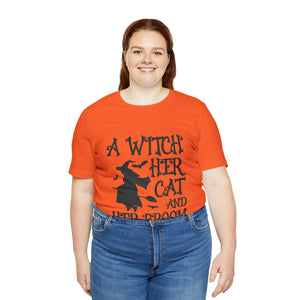 A Witch, Her Cat - Unisex Jersey Short Sleeve Tee