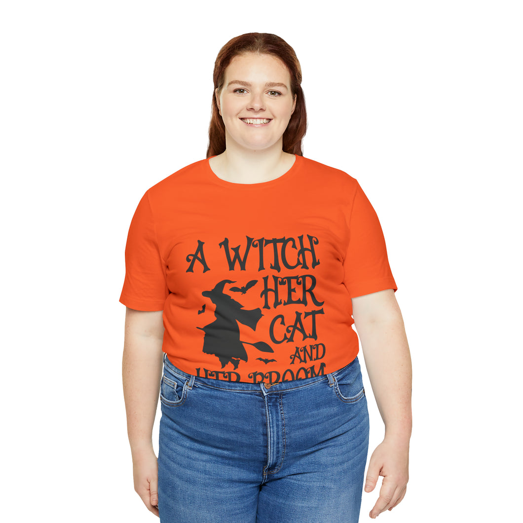A Witch, Her Cat - Unisex Jersey Short Sleeve Tee