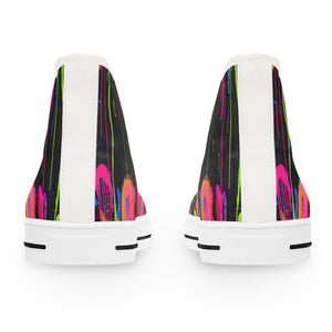 Neon Paint Drips - Women's High Top Sneakers