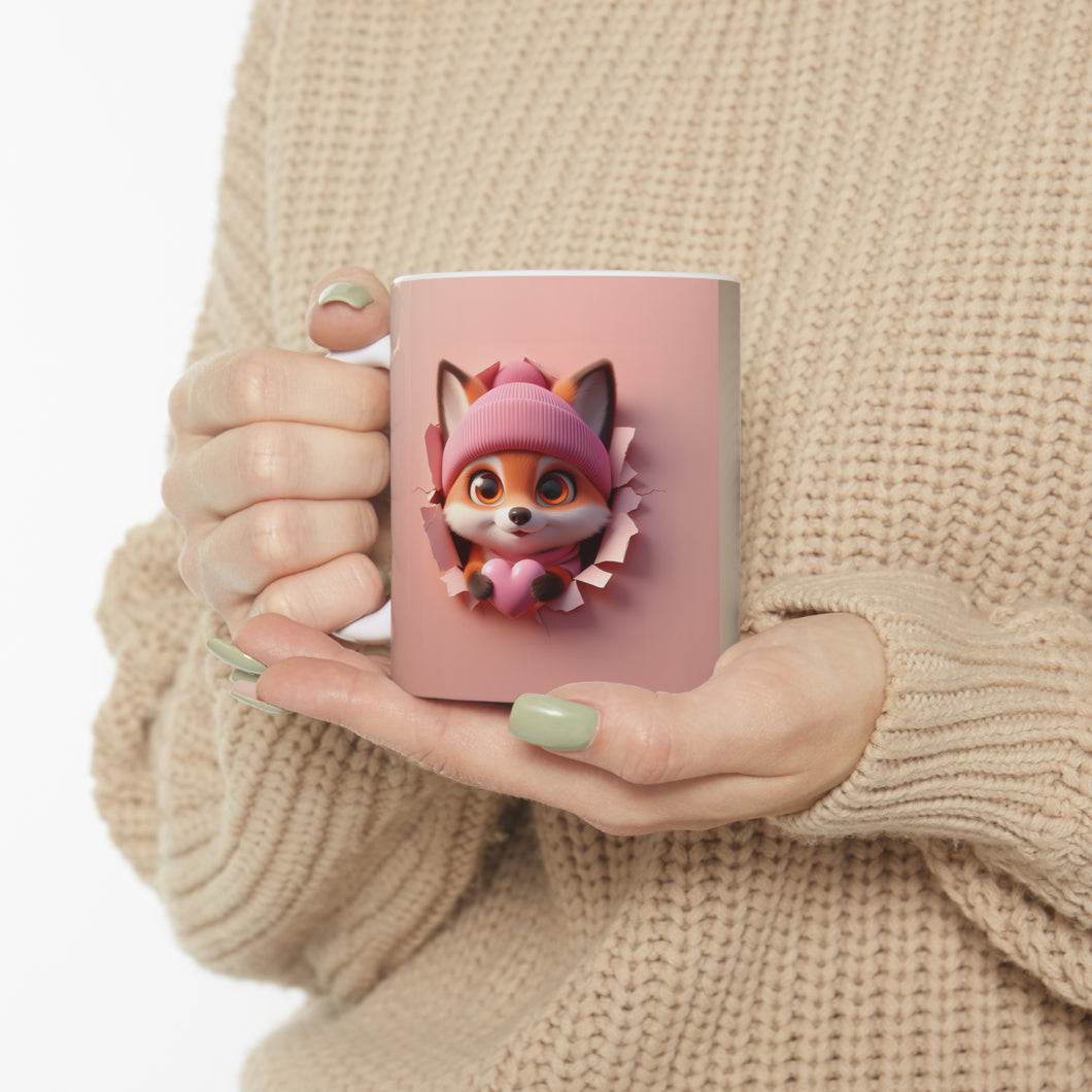 3D Fox Valentine (10) - Ceramic Mug 11oz