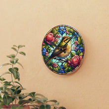 Load image into Gallery viewer, Stained Glass American Goldfinch - Acrylic Wall Clock
