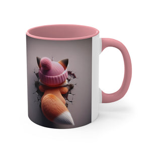 3D Fox Valentine (4) - Accent Coffee Mug, 11oz