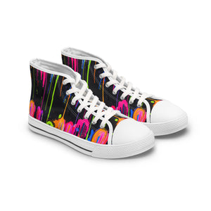 Neon Paint Drips - Women's High Top Sneakers