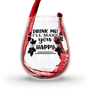 Drink Me - Stemless Wine Glass, 11.75oz