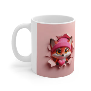 3D Fox Valentine (1) - Ceramic Mug 11oz