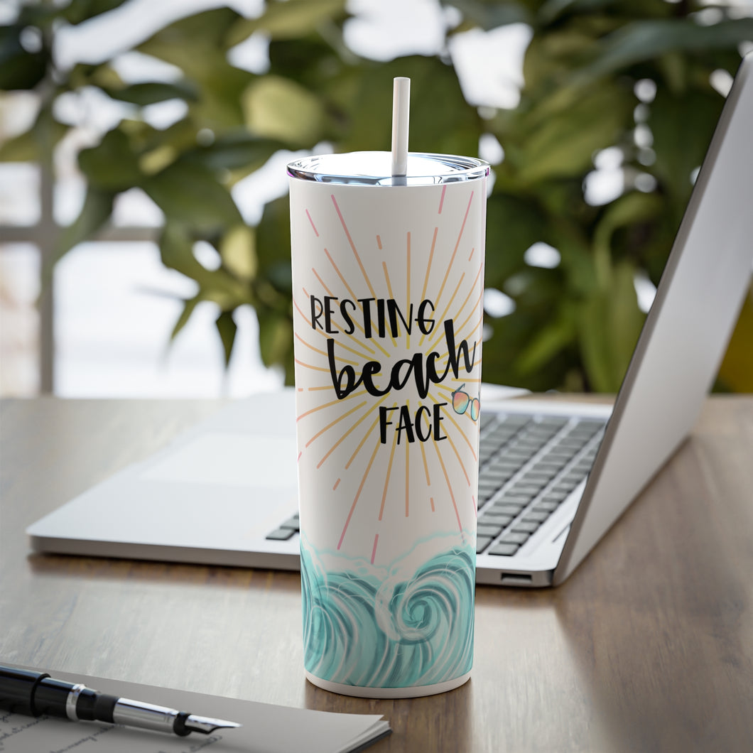 Resting Beach Face - Skinny Steel Tumbler with Straw, 20oz