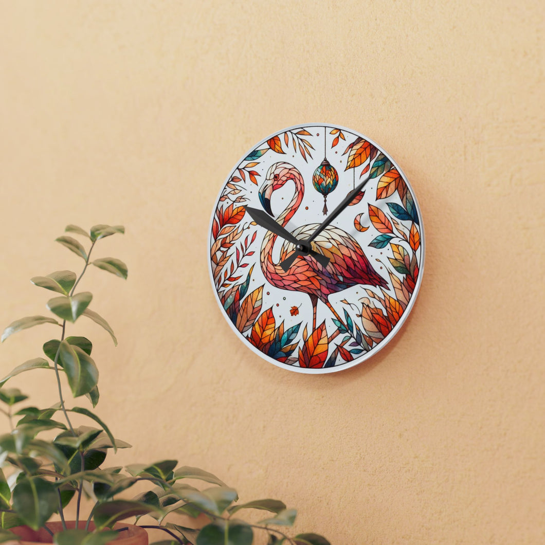 Stained Glass Flamingo - Acrylic Wall Clock