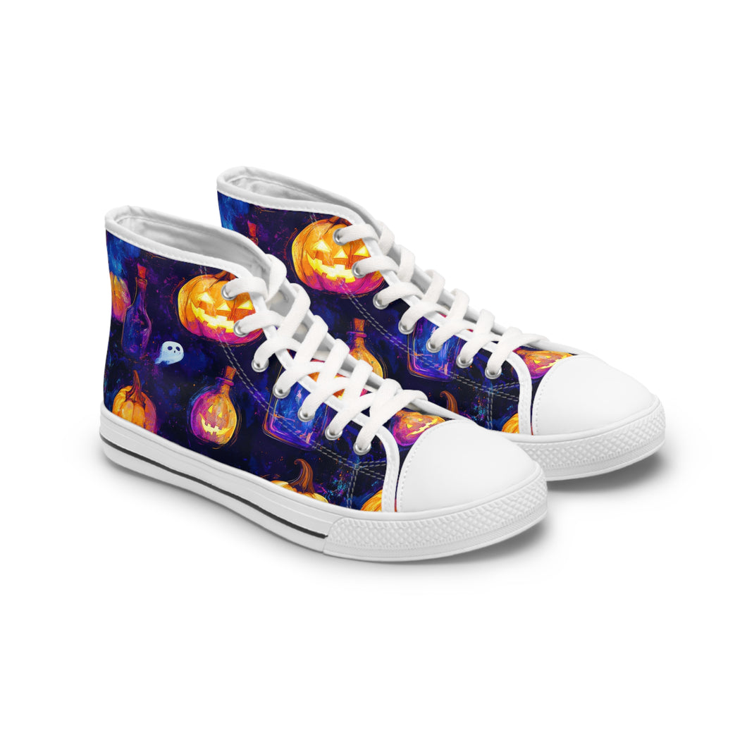 Pastel Ghosts & Pumpkins - Women's High Top Sneakers