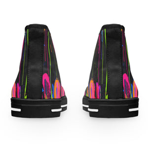 Neon Paint Drips - Women's High Top Sneakers