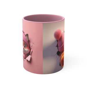 3D Fox Valentine (3) - Accent Coffee Mug, 11oz