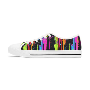 Neon Paint Drips - Women's Low Top Sneakers