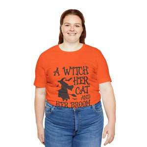 A Witch, Her Cat - Unisex Jersey Short Sleeve Tee