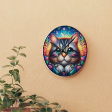 Load image into Gallery viewer, Stained Glass Kitty Cat - Acrylic Wall Clock
