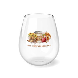 Girl Who Loves Fall - Stemless Wine Glass, 11.75oz