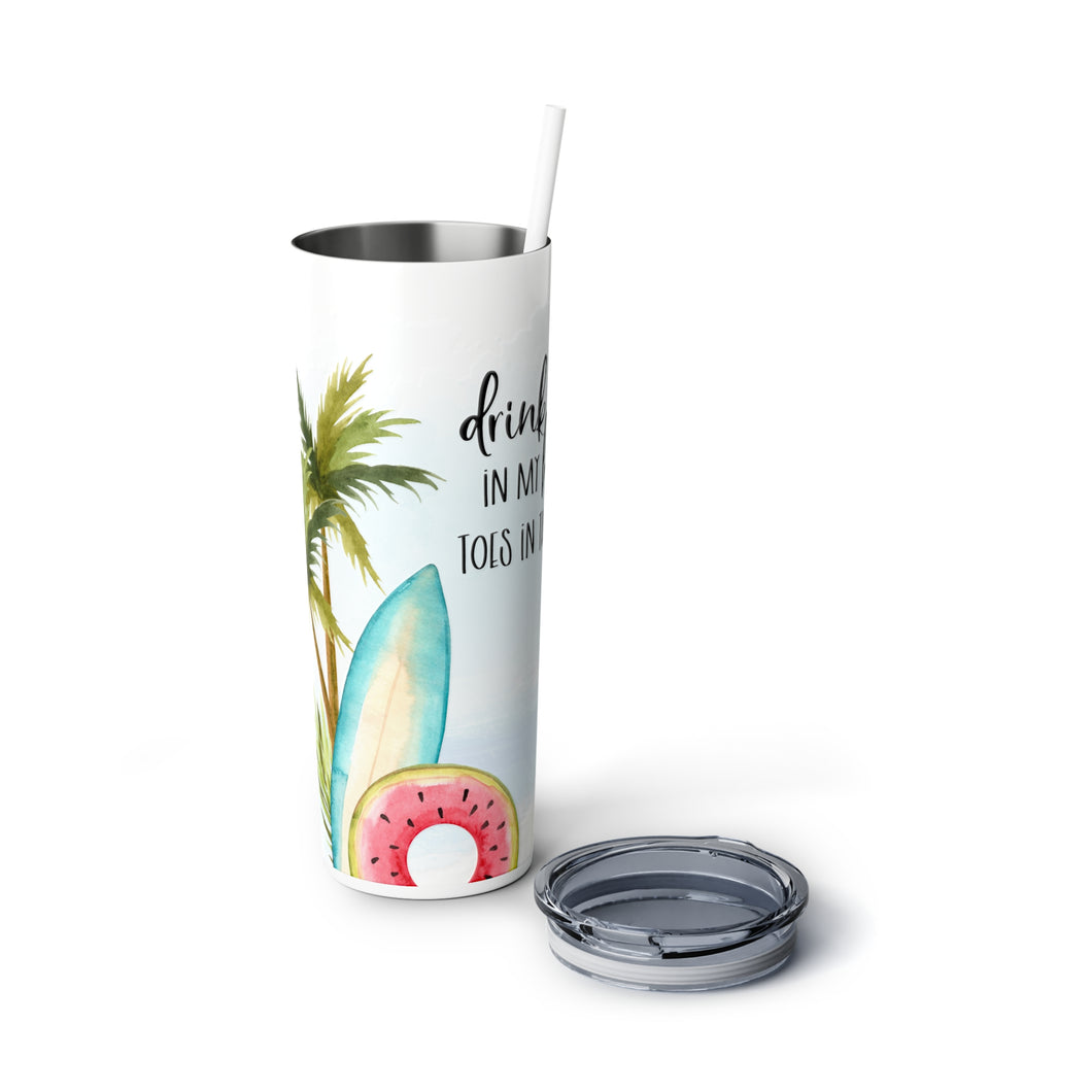 Drink In My Hand - Skinny Steel Tumbler with Straw, 20oz