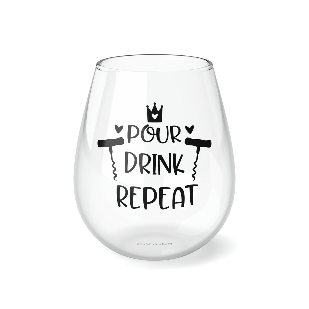 Pour Drink Repeat - Stemless Wine Glass, 11.75oz