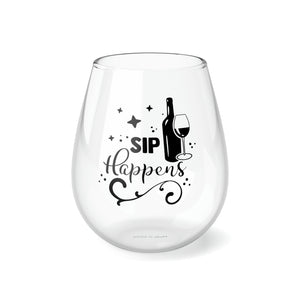 Sip Happens - Stemless Wine Glass, 11.75oz