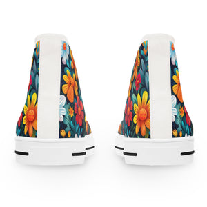 Cartoon Flowers Ver 3 - Women's High Top Sneakers