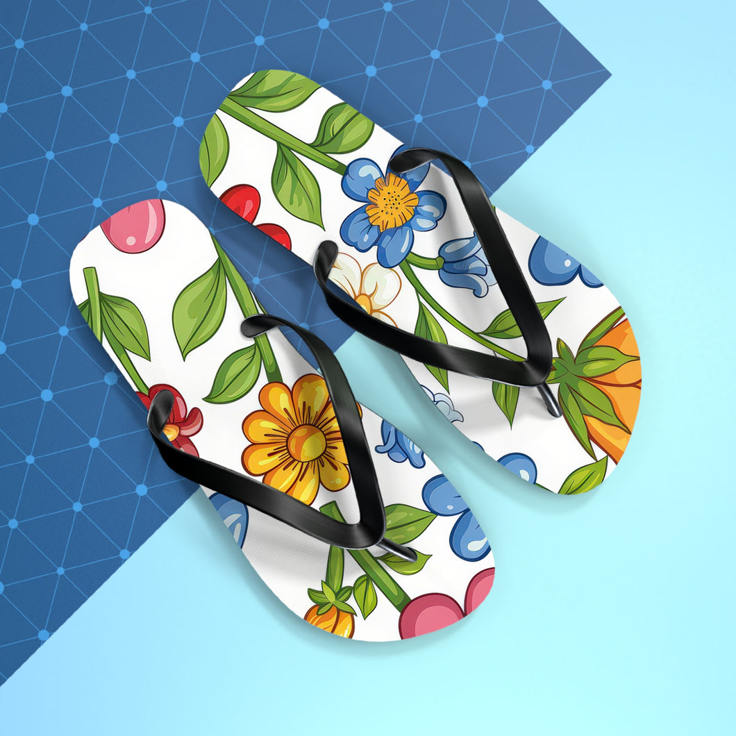 Cartoon Flowers Ver 4 - Flip Flops