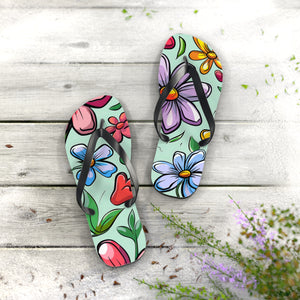 Cartoon Flowers Ver 6 - Flip Flops