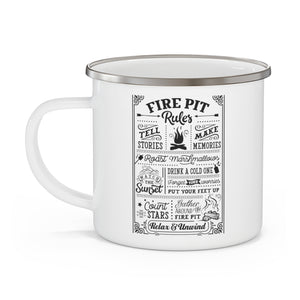 Fire Pit Rules - Enamel Camping Mug