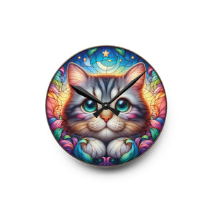 Stained Glass Kitty Cat - Acrylic Wall Clock