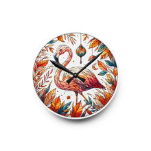 Load image into Gallery viewer, Stained Glass Flamingo - Acrylic Wall Clock
