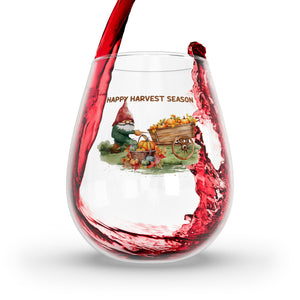 Happy Harvest Season - Stemless Wine Glass, 11.75oz