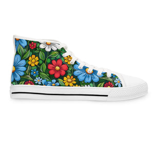 Cartoon Flowers Ver 1 - Women's High Top Sneakers