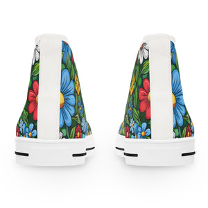 Cartoon Flowers Ver 1 - Women's High Top Sneakers