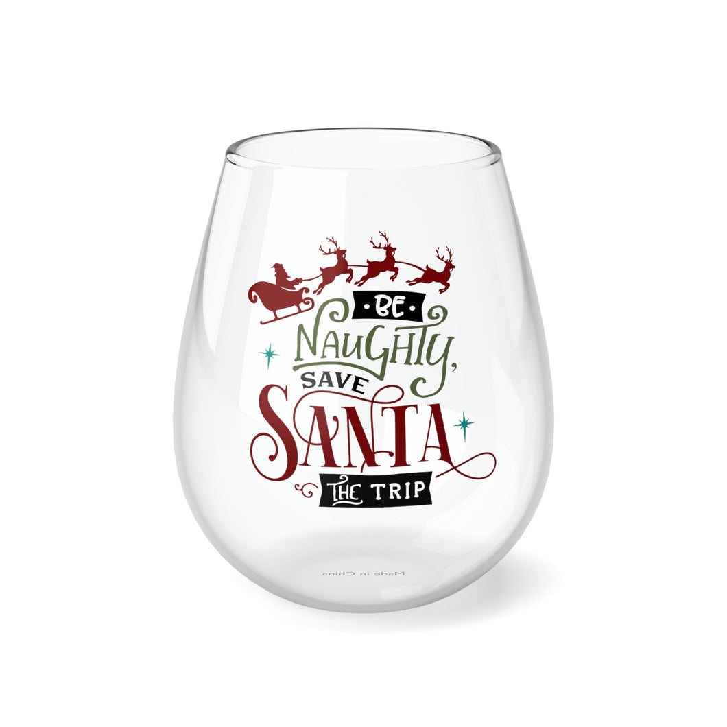 Be Naughty - Stemless Wine Glass, 11.75oz