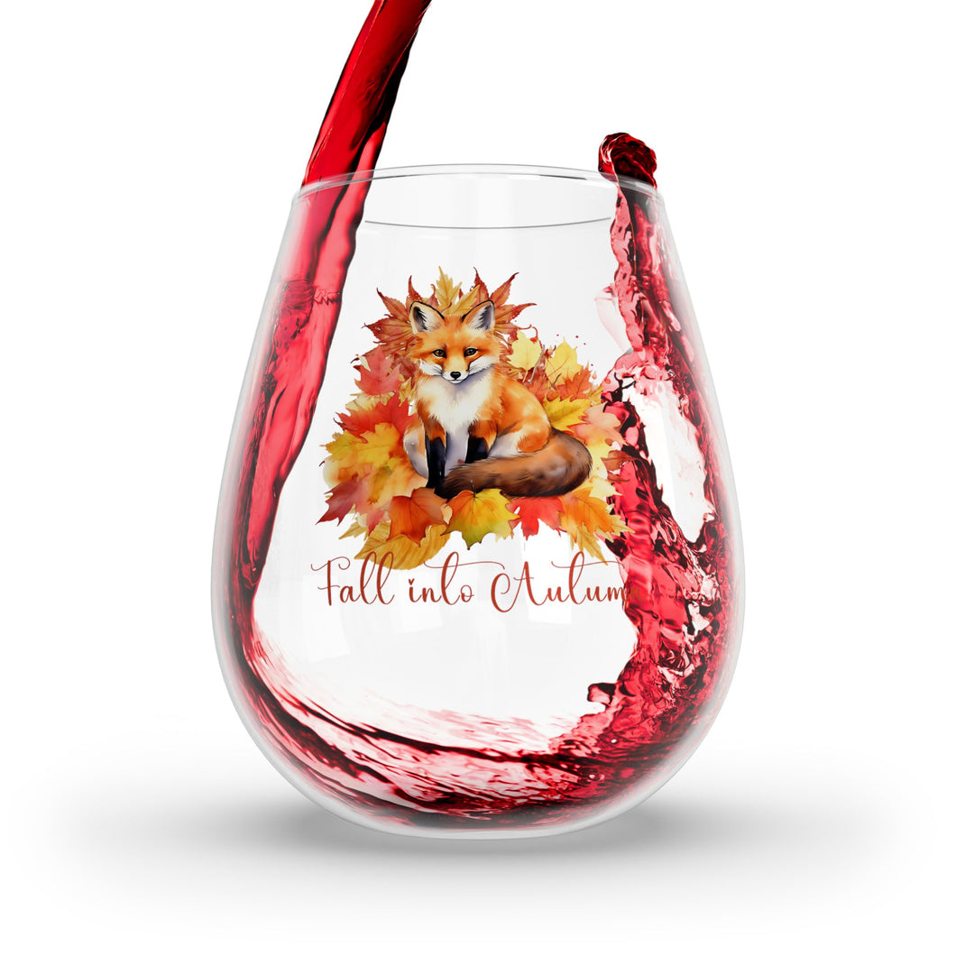 Fall Into Autumn - Stemless Wine Glass, 11.75oz