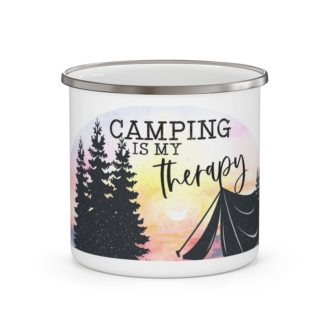 Camping Is My Therapy - Enamel Camping Mug