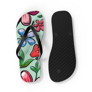 Cartoon Flowers Ver 6 - Flip Flops