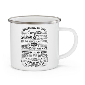 Welcome To Our Campsite - Enamel Camping Mug
