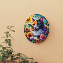 Load image into Gallery viewer, Stained Glass Cat - Acrylic Wall Clock
