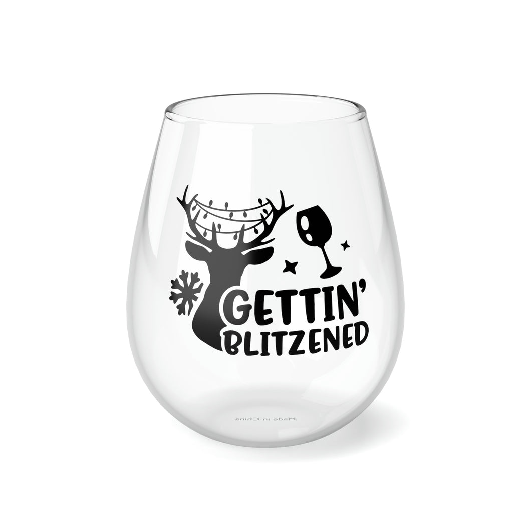 Getting Blitzened - Stemless Wine Glass, 11.75oz